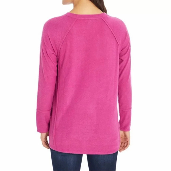 Wildfox | haley waffle knit top soft brushed ribbed V neck long sleeve - Picture 2 of 10